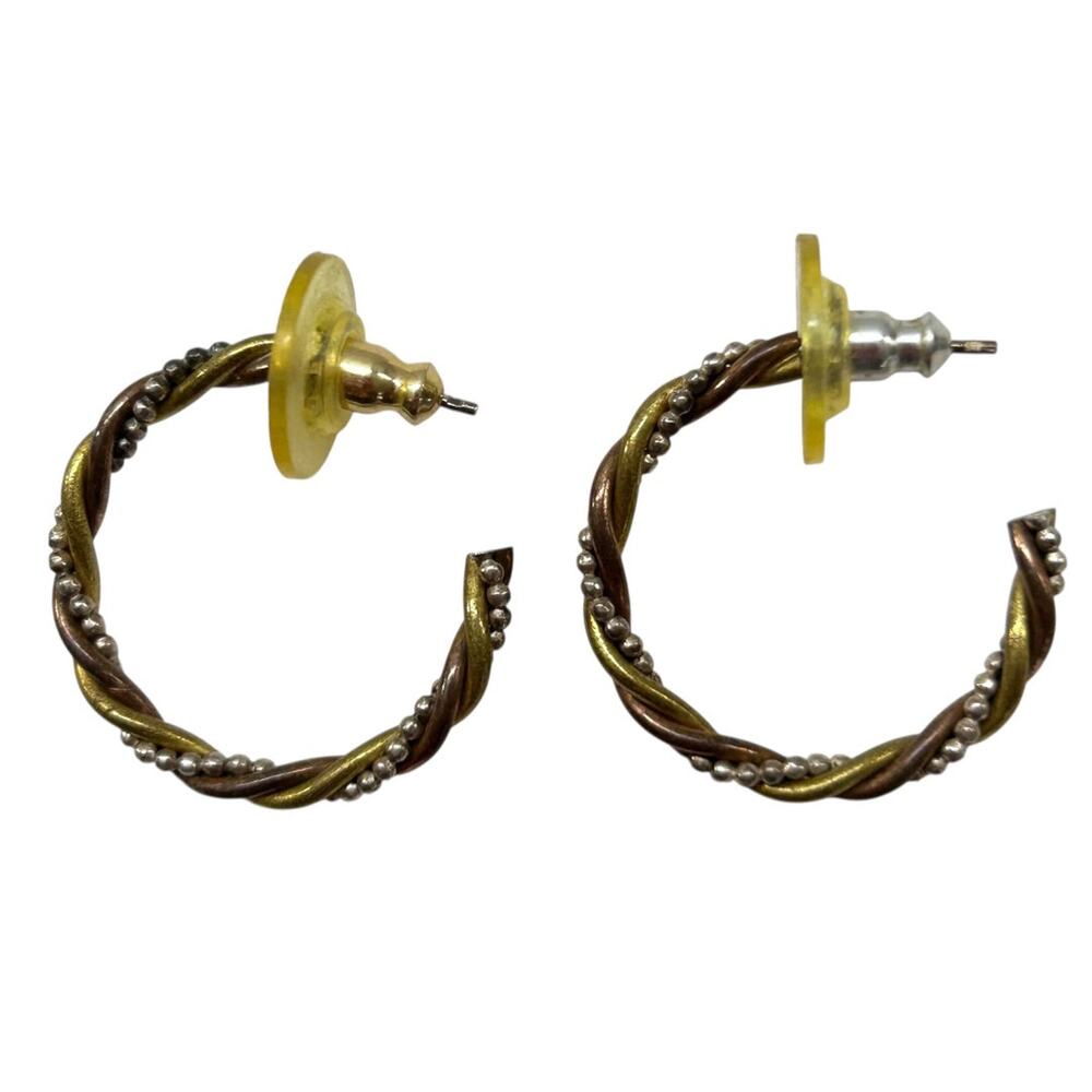 Post‎ Hoop Earrings Pierced Hoop Earrings 1" Twisted Goldtone Silvertone